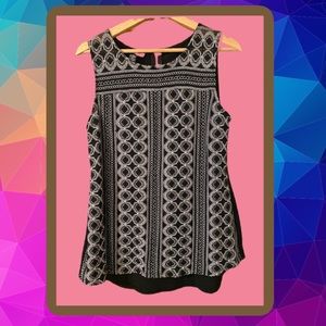 Black sleeveless blouse with crochet pattern